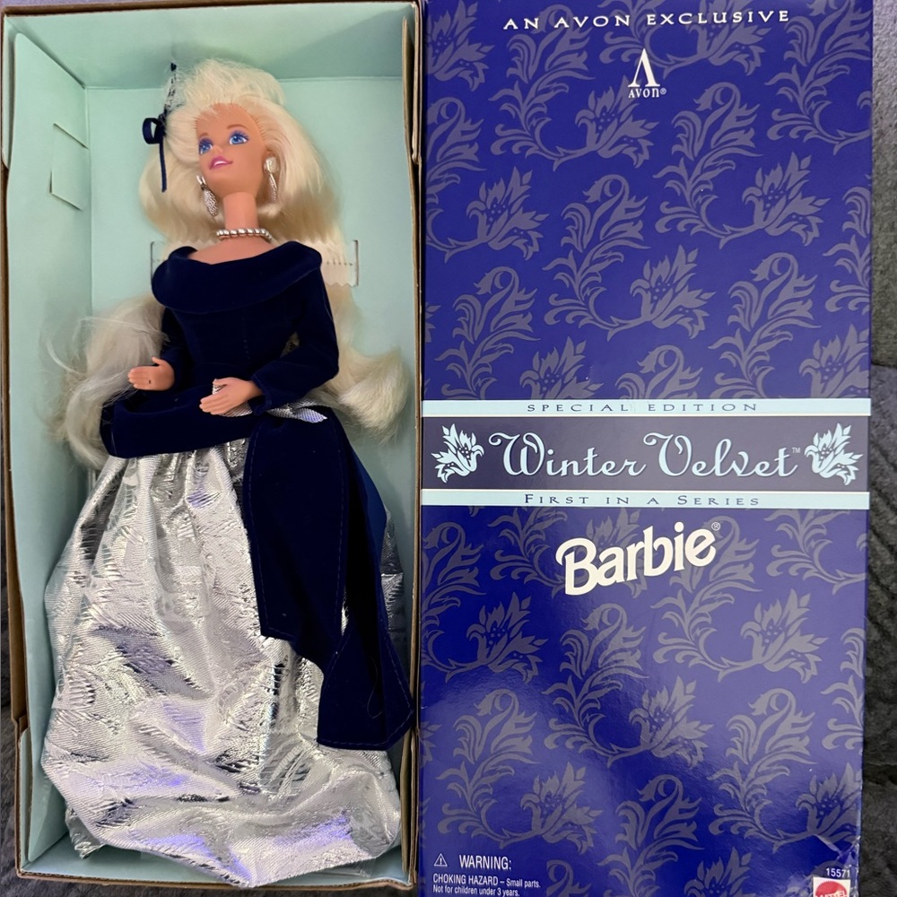 Barbie Winter Velvet in Navy and Silver Gown